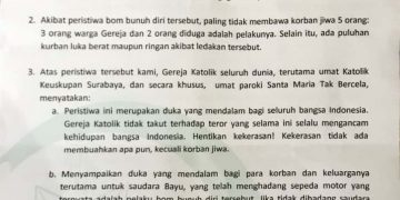 Pernyataan Sikap Paroki Santa Maria Tak Bercela Atas Tragedi Bom Bunuh Diri Di Surabaya
