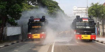 Brimob Polda Metro lakukan disinfeksi jalur protokol