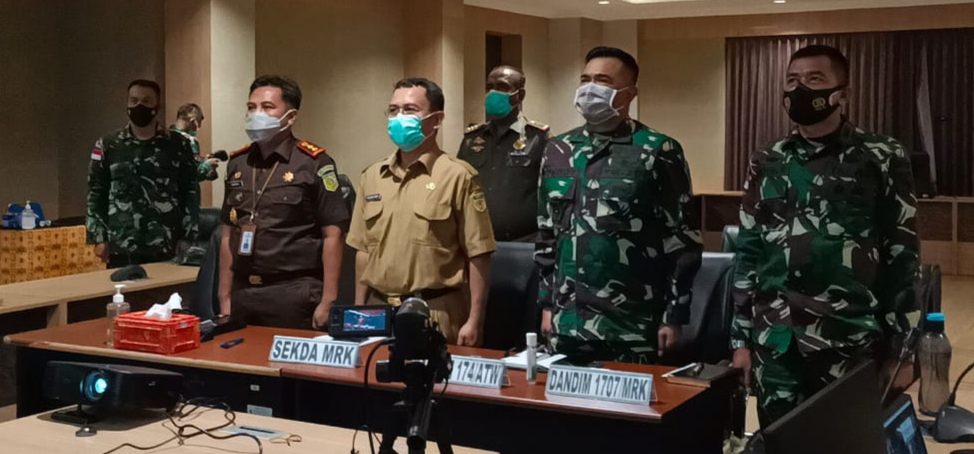 Korem 174 Bersama Forkopimda Merauke Ikut&nbsp;Pengarahan&nbsp;Presiden RI Secara Virtual Tentang Pengendalian Karhutla