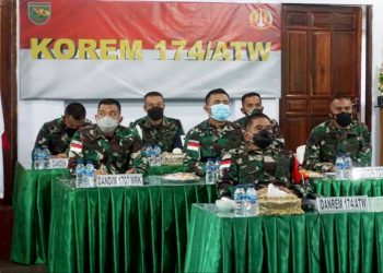 Danrem Merauke Hadiri Taklimat Awal Wasrik Post Audit Itdam XVII/Cenderawasih Secara Virtual