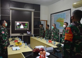 Danrem 174 Merauke Ikuti Rakornas Penanggulangan Bencana Tahun 2021 Secara Virtual