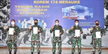 Sukseskan Vaksinasi Nasional Covid-19, Korem 174 Merauke Laksanakan Vaksin Tahap Pertama