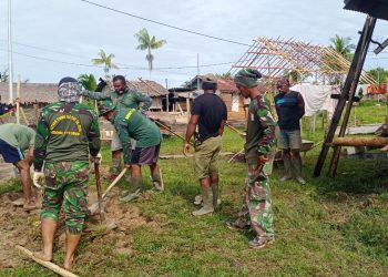 Kodim Boven Digoel Bangun 8 Rumah Program TMMD di Tiga Kampung Distrik Kawagit