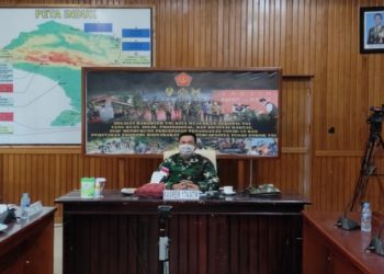 Kasrem 174 Merauke Ikuti Rakorter TNI Tahun 2021 Secara Virtual
