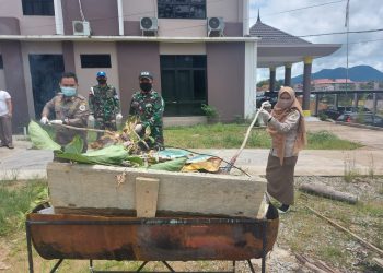 Satgas Pamtas Yonif 642 Bersama Karantina Pertanian Entikong Musnahkan Barang Media Pembawa Hama Penyakit Hewan Karantina Asal Malaysia