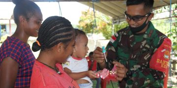 Sambut Paskah, Satgas Pamtas Yonif 131/Brs Gelar Lomba Bersama Anak-Anak Papua