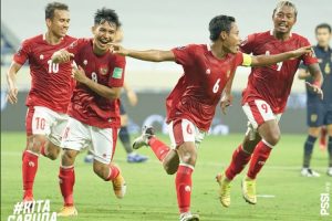 Foto Timnas Indonesia Merayakan Gol ke Gawang Thailand  pada laga Kualifikasi Piala Dunia 2020  Zona Asia di Dubai, UEA, pada Kamis (3/6/2021) malam WIB.  (Foto : Instagram/PSSI)