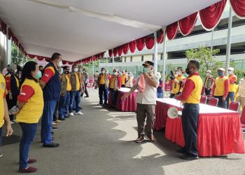 Persiapan Vaksinasi, Pemerintah Kota Bekasi Lakukan Simulasi Penjagaaan Petugas Ketertiban