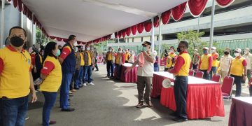 Persiapan Vaksinasi, Pemerintah Kota Bekasi Lakukan Simulasi Penjagaaan Petugas Ketertiban
