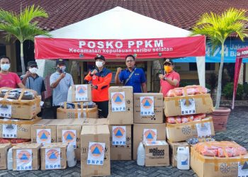 Posko PPKM Kabupaten Kepulauan Seribu Menerima Bantuan Masker dan Handsanitizer dari BNPB