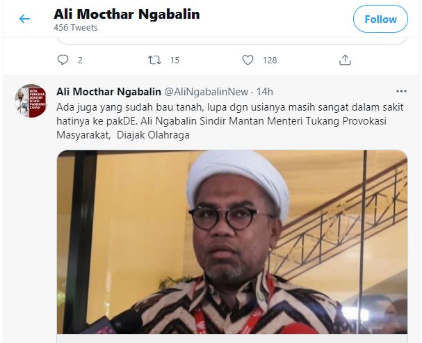 Foto: Tangkapan Layar Twitter @AliNgabalinNew