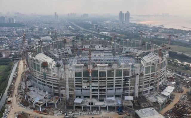 Pembangunan Stadion Jakarta International Stadium (Foto: Antara)