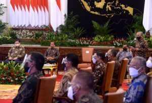 Ketua Dewan Komisioner OJK Wimboh Santoso dalam laporannya pada OJK Virtual Innovation Day 2021, Senin (11/10/2021), pagi, di Istana Negara, Jakarta. (Foto: BPMI Setpres/Kris)