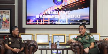 Perkuat Sinergitas, Pangdam XII/Tpr Terima Kunjungan Perdana Kajati Kalbar