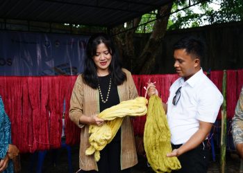 Ketua TP. PKK Kabupaten Toba Tinjau Kegiatan Kriya Ulos Mitra Binaan PT TPL