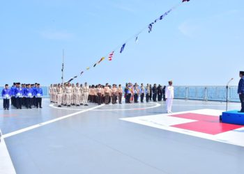 Tetap Sebagai Prajurit Jalasena, Para Purnawirawan TNI AL Peringati Detik-Detik Proklamasi Dari Atas KRI