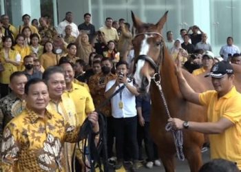 Sambangi Markas Golkar, Prabowo Dapat Kejutan Kuda Cokelat