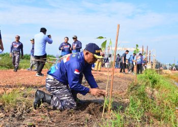 Penanaman Pohon Tim Merah Ekspedisi Maritim TNI AL di Sangatta Lestarikan Lingkungan