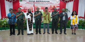 Kodam Kasuari Ikuti Doa Bersama Lintas Agama Jelang HUT Ke 78 TNI