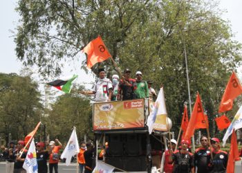 Partai Buruh Gelar Demo Depan Kedubes Amerika Tuntut Hentikan Perang Palestina-Israel