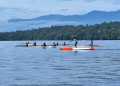 Tim Dayung Papua Barat saat berlatih di perairan Manokwari dalam rangka PON XXI Aceh, Sumatara Utara