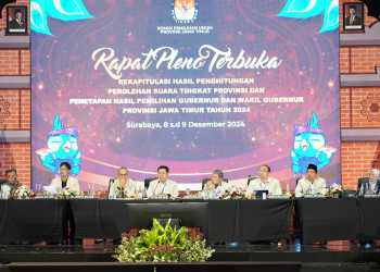 Jajaran Komisioner KPU Jatim saat Rapat Pleno terbuka (Foto. Dok KPU Jatim)