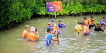 Peringati World Environment Education Day 2025, Harris Hotel Jakarta-Bekasi Gelar Tanam Mangrove di Muara Gembong