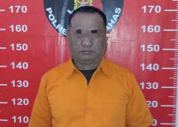 Sat Reskrim Polres Humbahas Amankan Tersangka Kasus Pencurian Jembatan Besi di Desa Simataniari.