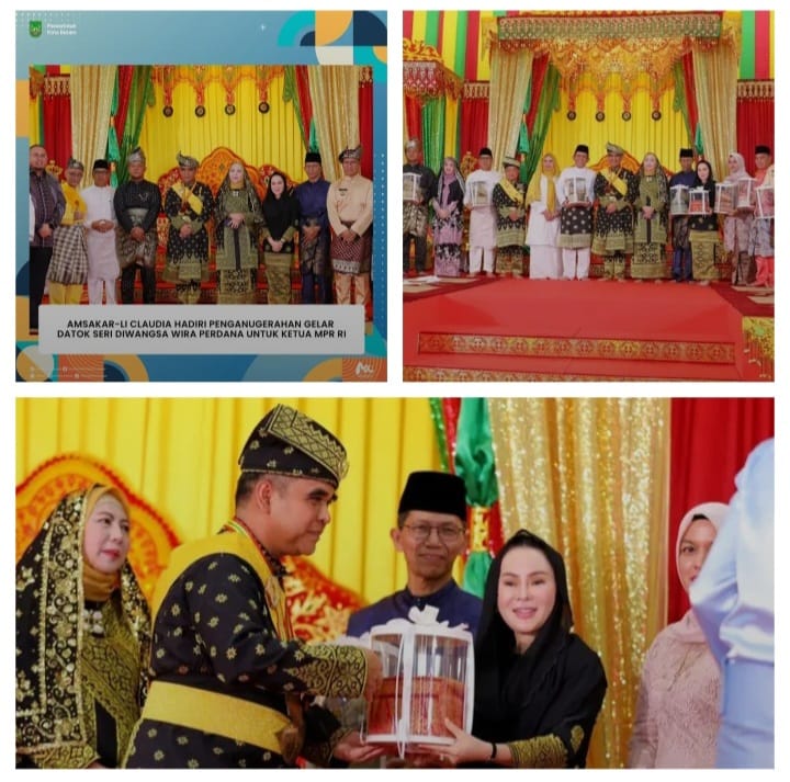 Amsakar-Li Claudia Hadiri Penganugerahan Gelar Datok Seri Diwangsa Wira Perdana untuk Ketua MPR RI