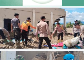 Polres Humbahas Terus Lakukan Pencarian Korban dan Pembersihan Material Longsor di Desa Panggugunan