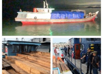 Bea Cukai Batam Kembali Beraksi Tangkap Kapal KM Rasidin Muatan Kayu Balok Tanpa Dokumen Resmi