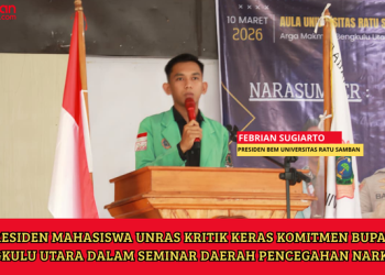 Presiden Mahasiswa UNRAS Kritik Keras Komitmen Bupati Bengkulu Utara dalam Seminar Daerah Pencegahan Narkoba