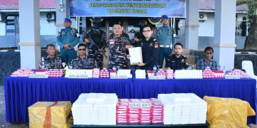 TNI AL dan Bais TNI Gagalkan Upaya Penyelundupan 1.832 Item Kosmetik Ilegal di Perbatasan