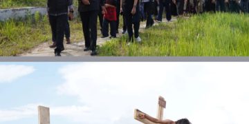 Refleksi Jumat Agung, Bupati Taput Dr. Jonius Taripar Parsaoran Hutabarat Hadiri Visualisasi Jalan Salib di Siatas Barita