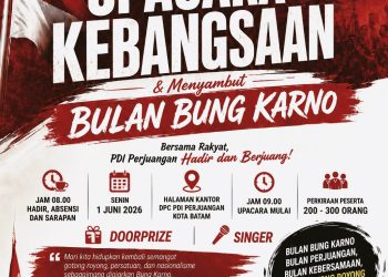 Dalam Rangka Hari Lahir Pancasila PDI Perjuangan Kota Batam Gelar Upacara Bendera Kebangsaan dan Sambut Bulan Bung Karno