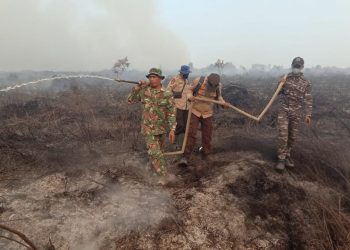 Tiga Hari Berjibaku, TNI AL Bersama TIM Gabungan Padamkan Karhutla di Reteh
